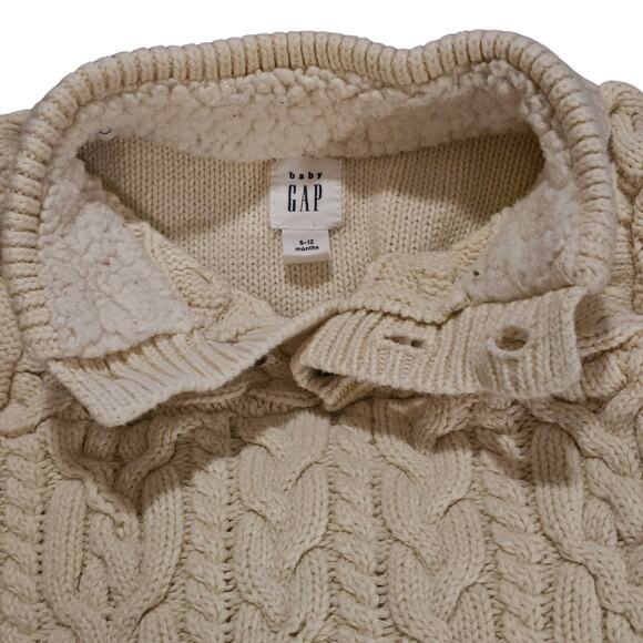Baby Gap Cable Knit Long Sleeve One-Piece in French Vanilla Size 6-12 Months - Picture 2 of 7